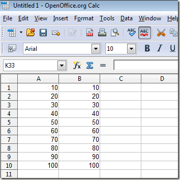 Two Similar Columns in OpenOffice Calc